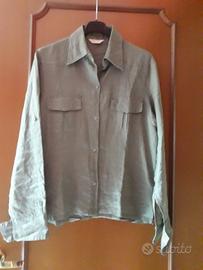 camicia in lino verde militare 