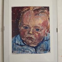 Quadro olio su tavola Ritratto di Bimbo