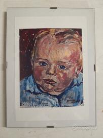 Quadro olio su tavola Ritratto di Bimbo
