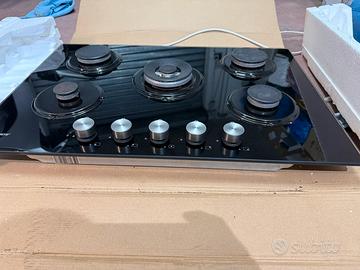 Piano cottura a gas,vetro temperato candy 5 fuochi