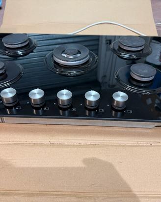 Piano cottura a gas,vetro temperato candy 5 fuochi