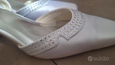 scarpe da sposa raso bianche