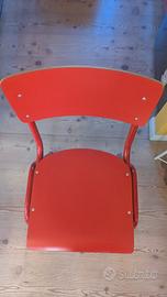 4 sedie di design vintage in legno e metallo rosse