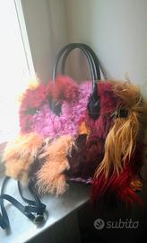 borsa  in vera pelliccia volpe colorata