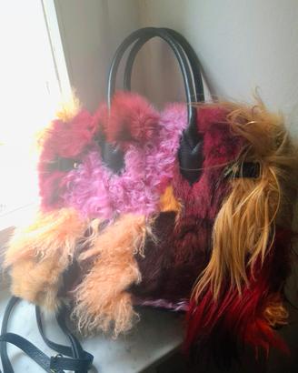 borsa  in vera pelliccia volpe colorata