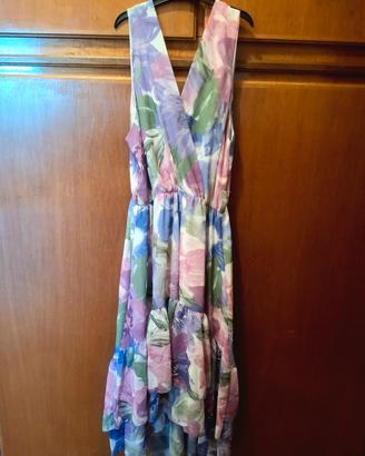 Abito midi floreale asimmetrico – Colori pastello
