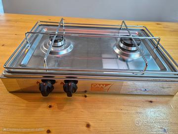 Fornello inox due fuochi "CAN"