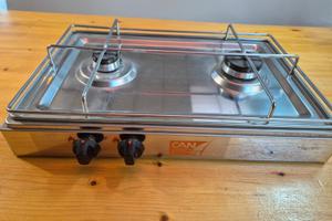 Fornello inox due fuochi "CAN"