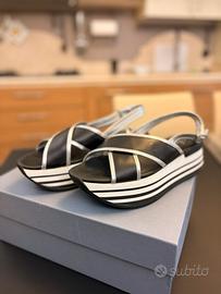 Sandali platform Hogan neri e argento