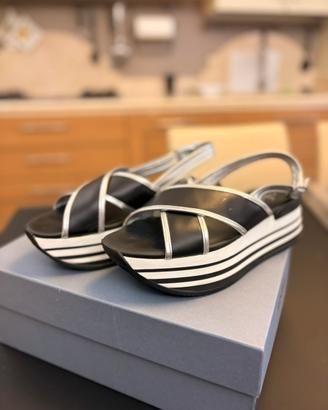 Sandali platform Hogan neri e argento