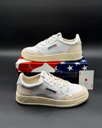 Autry uomo Sneakers Medalist low bianche e beige