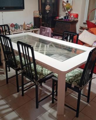 TAVOLO MODERNO BIANCO CON CRISTALLO I