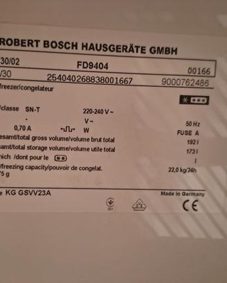 congelatore ROBERT BOSCH HAUSGERÄTE GMBG