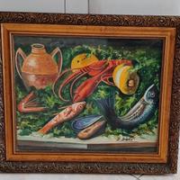 Quadro natura morta dipinto a olio.