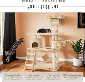 Tiragraffi gatto multifunzionale con amaca e sisal