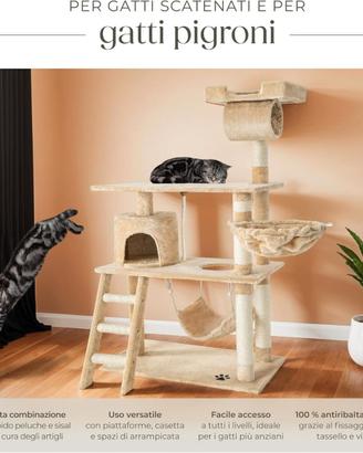 Tiragraffi gatto multifunzionale con amaca e sisal