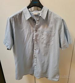 Camicia lino/cotone celeste Watson's XXL