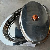 Tris di vassoi in acciaio inox