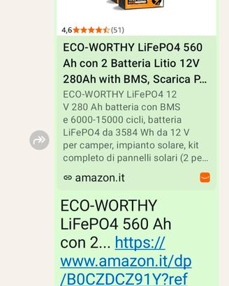 2 batterie per accumulo fotovolt. 12 volt 280 ah