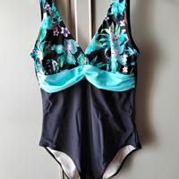 COSTUME INTERO DONNA MARRONE , AZZURRO CON FIORI