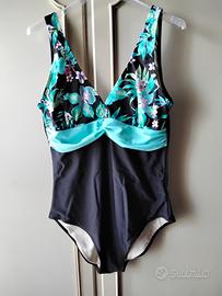 COSTUME INTERO DONNA MARRONE , AZZURRO CON FIORI