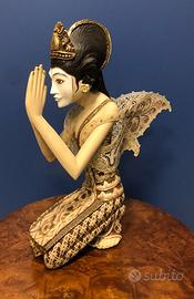 Scultura in gesso H35cm INDONESIA dipinta a mano