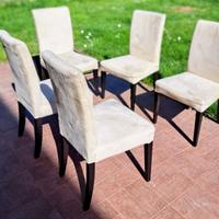 5 Sedie IKEA Henriksdal Legno Fodera Sabbia Beige