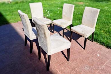 5 Sedie IKEA Henriksdal Legno Fodera Sabbia Beige