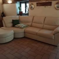 Divano in vera pelle con penisola - made in italy