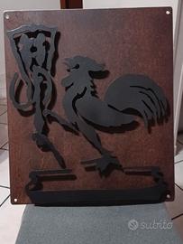 Gallo romagnolo in acciaio artigianale