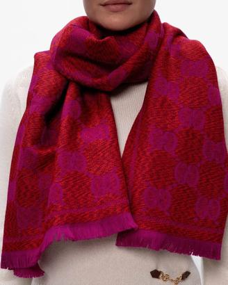 GUCCI Sciarpa Stola Scialle 100% Lana. Design "GG"