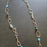 Lunga collana Guess argento turchese