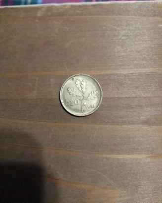 20 Lire 1981 difetto di conio 