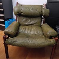 Poltrona pelle verde scandinava ARNE NORELL