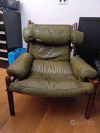 Poltrona pelle verde scandinava ARNE NORELL
