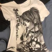 Crop Tee Donna Y2K Anime estetica emo anni 90