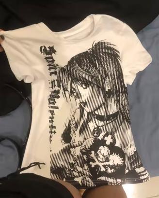 Crop Tee Donna Y2K Anime estetica emo anni 90
