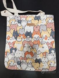Borsa in tela con gatti