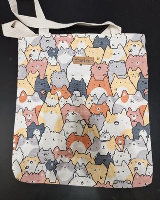 Borsa in tela con gatti