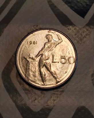 50 Lire 1981 Vulcano Donna ERRORE DI CONIO 