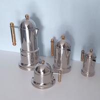 Set caffè Vev Vigano acciaio inox 18/10 e oro 24K