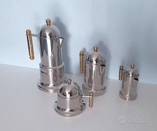 Set caffè Vev Vigano acciaio inox 18/10 e oro 24K