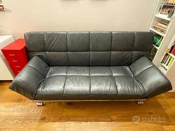 Divano letto 3 posti in vera pelle grigio