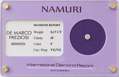 Diamante naturale 0,17 ct F IF sigillato