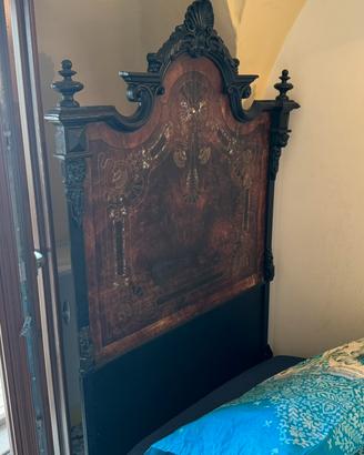 Letto singolo fine 800 ferro battuto e madre perla