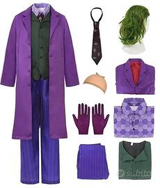COSTUME JOKER VIOLA BAMBINO CARNEVALE CON PARRUCCA