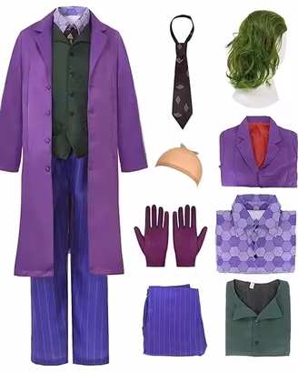 COSTUME JOKER VIOLA BAMBINO CARNEVALE CON PARRUCCA