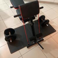 Panca multiuso + pesi + sbarra trazioni