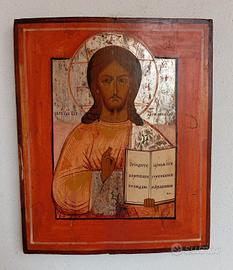 Icona originale russa antica dipinta su legno 