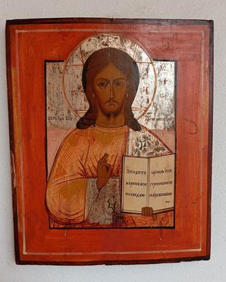 Icona originale russa antica dipinta su legno 